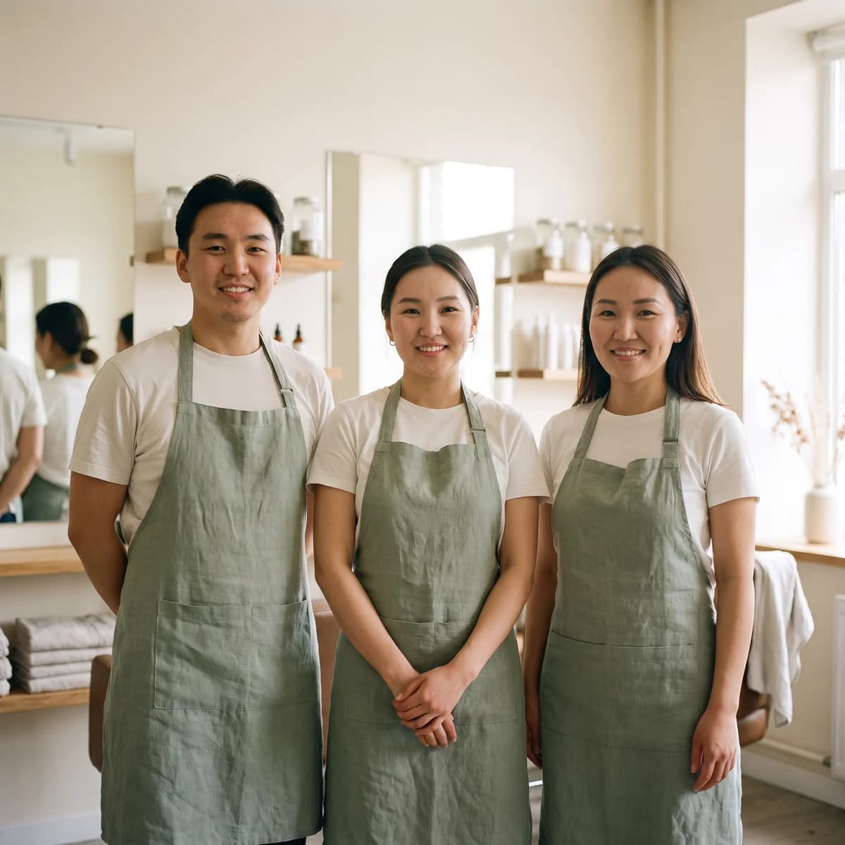 The salon team together